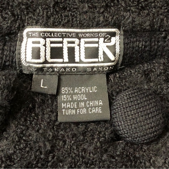 New - BEREK by TAKAKO SAKON - Black Wool Blend Maximalist Sweater - Size Large - Picture 3 of 6